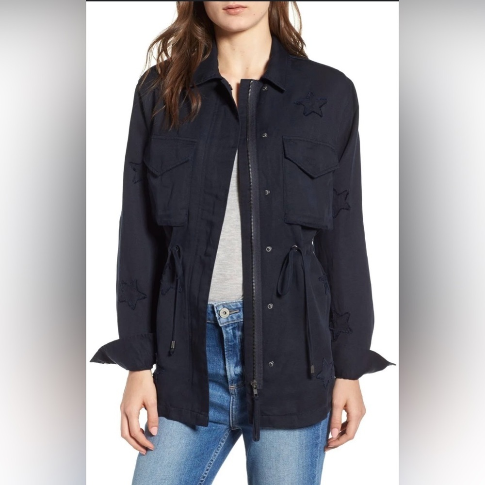 Rails Lancaster Indigo Stars Jacket Tencel Linen Blend Blue small